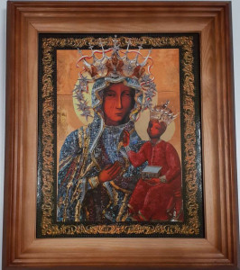Obraz w drewnianej ramie Matka Boża Częstochowska w sukni milenijnej