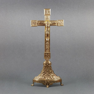 Krzyż stojący, mosiężny, wys. 53 cm
