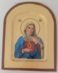 Ikona bizantyjska -  Serce Maryi, 13,5 x 10,5 cm   