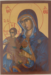 Ikona bizantyjska - Matka Boża z Jezusem, 9 x 12,5 cm