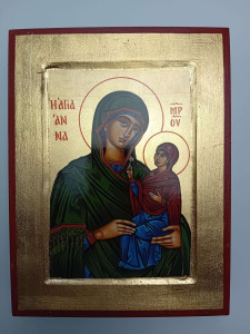 Ikona bizantyjska - Matka Boża z Dzieciątkiem, 23,5 x 18 cm