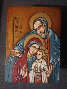 Ikona Św. Rodzina ręcznie pisana, rozmiar 17 x 24 cm