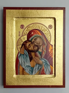 Ikona bizantyjska - Matka Boska Bolesna z Jezusem, 31 x 24 cm