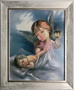 Pamiątka Chrztu Świętego Obraz w ramie Anioł Stróż, 30 x 25  