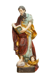 Święty Mateusz, rzeźba drewniana, wysokość 64 cm
