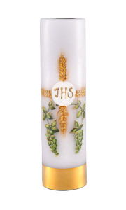 Świeca ołtarzowa na wkład olejowy, eucharystyczna, ręcznie malowana,, wys. 30/8cm 