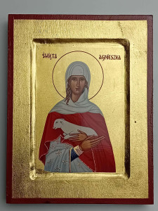 Ikona bizantyjska - św. Agnieszka, 18 x 14 cm