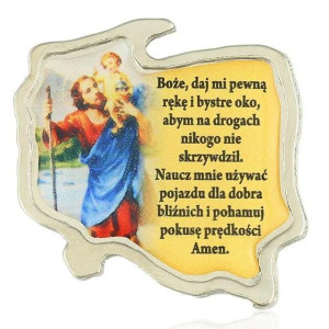 Plakietka samoprzylepna - św. Krzysztof z modlitwą kierowcy 