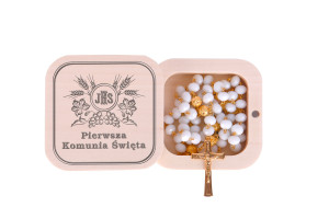 Pudełeczko magnetyczne na różaniec - motyw eucharystyczny 