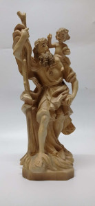Figura Św. Krzysztof, rzeźba drewniana, wysokość 34 cm 
