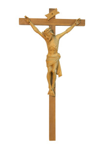 Krzyż z pasyjką, rzeźba drewniana, wysokość 80 cm