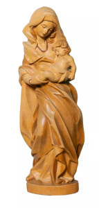 Figura Matka Boska z dzieciątkiem, rzeźba drewniana, wysokość 42 cm
