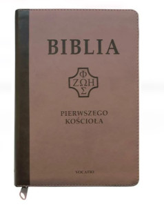 Biblia Pierwszego Kościoła, ciemny beż z paginatorami i suwakiem 