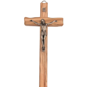 Krzyż drewniany jasny z ukrzyżowanym Chrystusem wys. 22 cm