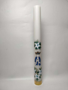 Rorata, 80cm/8cm biała, świeca Maryjna ręcznie malowana 