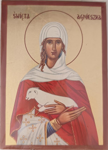 Ikona bizantyjska - św. Agnieszka, 9 x 12,5 cm