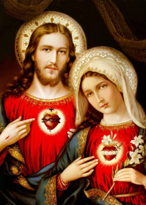 Wyklejanka - Diamentowa Mozaika -  Serce Jezusa i Serce Maryi