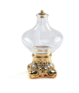 Lampa oliwna szklana z podstawą kolumnową
