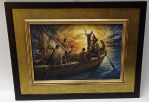 Obraz na płótnie w ramie Jezus ucisza burzę, 36,5 x 47,5 cm