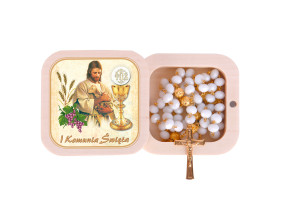 Pudełeczko magnetyczne na różaniec - motyw eucharystyczny