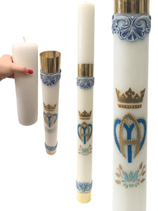 Rorata, świeca Maryjna, malowana z nasadką wymienną 110/8 cm, parafina biała 