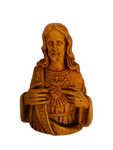 Płaskorzeźba gipsowa szara 7x11 cm - Najświętsze Serce Jezusa (1)