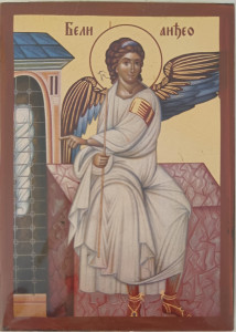 Ikona bizantyjska - Anioł Zmartwychwstania, 9 x 12,5 cm (1)