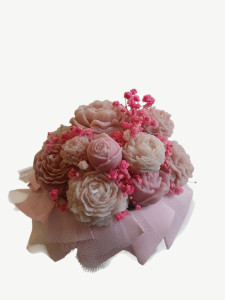 +Bukiecik ze świec - flower box / candle box -Różowo-Beżowy