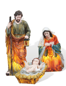 Podświetlane figury św. Rodziny do szopki bożonarodzeniowej z masy żywicznej, wysokość 150 cm