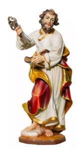 Figura św. Piotr, rzeźba z drewna, wysokość 20 cm