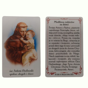 Obrazek plastikowy z modlitwą Święty Antoni Padewski
