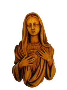 Płaskorzeźba gipsowa brązowa 7x11 cm - Serce Najświętszej Maryi Panny