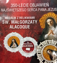 Medalik z relikwiami Św. Małgorzaty Alacoque