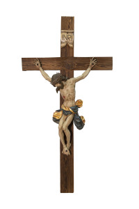 Krzyż z pasyjką, rzeźba drewniana, wysokość 180 cm