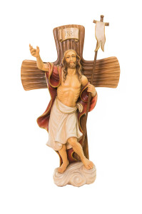 Chrystus Zmartwychwstały na krzyżu, rzeźba drewniana, wysokość 48 cm