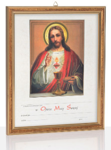 Obrazek komunijny w ramce z personalizacją Jezus Chrystus z Eucharystią
