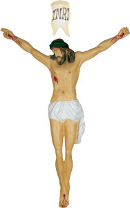 Korpus Chrystusa na krzyż, materiał żywiczny, rozmiar 125 cm x 80 cm