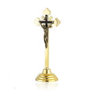 Krzyż metalowy złoty - wys. 19cm