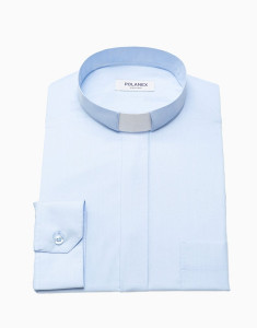 Koszula kapłańska długi rękaw  100% bawełna kolor niebieski