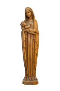 Madonna z Dzieciątkiem, drewniana rzeźba bejcowana, wysokość 60 cm