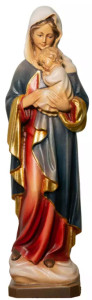 Figura Matka Boska z dzieciątkiem , rzeźba drewniana kolor, wysokość 30cm 