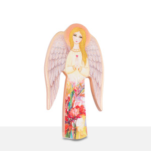 Anioł Stróż - drewniana pamiątka z dedykacją