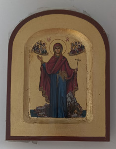 Ikona bizantyjska -  Matka Boża Opiekunka Góry Athos. 13,5 x 10,5 cm  