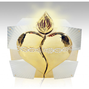 Tabernakulum w kształcie serca z wbudowaną lampką wieczną