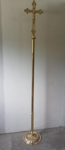 Krzyż procesyjny mosiężny, wysokość 210 cm