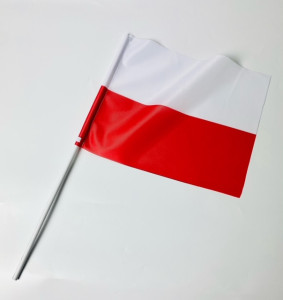 Flaga państwowa, narodowa, biało-czerwona z drążkiem PCV, 40 x 31 cm