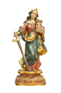 Święta Barbara, rzeźba drewniana, wysokość 70 cm