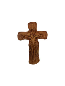 Płaskorzeźba gipsowa brązowa 14x19 cm - Krzyż Trójcy Świętej