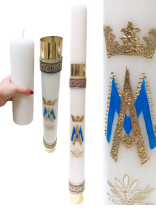 Rorata, świeca Maryjna, malowana z nasadką wymienną 110/8 cm, parafina biała 