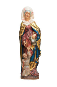Święta Elżbieta z żebrakiem, rzeźba drewniana, wysokość 60 cm
